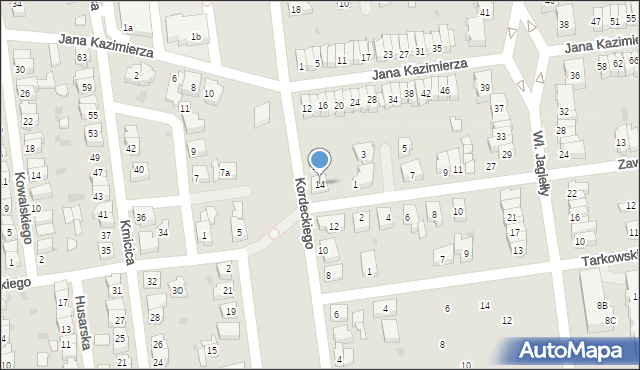 Leszno, Kordeckiego Augustyna, ks., 14, mapa Leszno