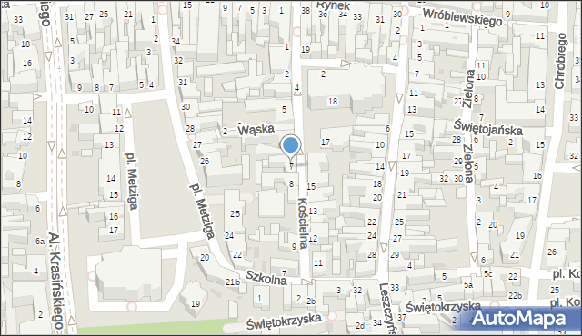 Leszno, Kościelna, 7, mapa Leszno