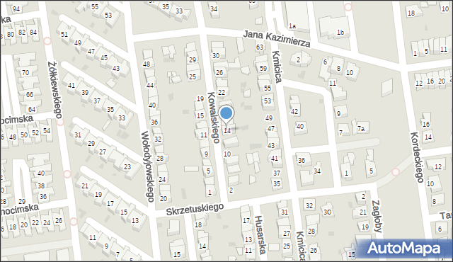 Leszno, Kowalskiego Rocha, 14, mapa Leszno