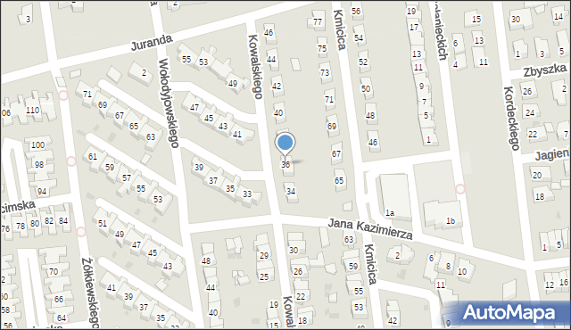 Leszno, Kowalskiego Rocha, 36, mapa Leszno