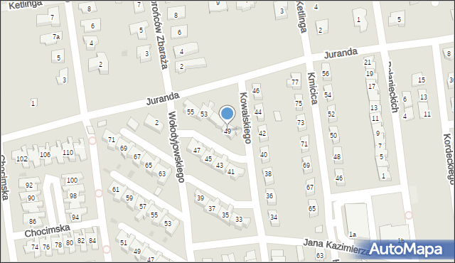 Leszno, Kowalskiego Rocha, 49, mapa Leszno