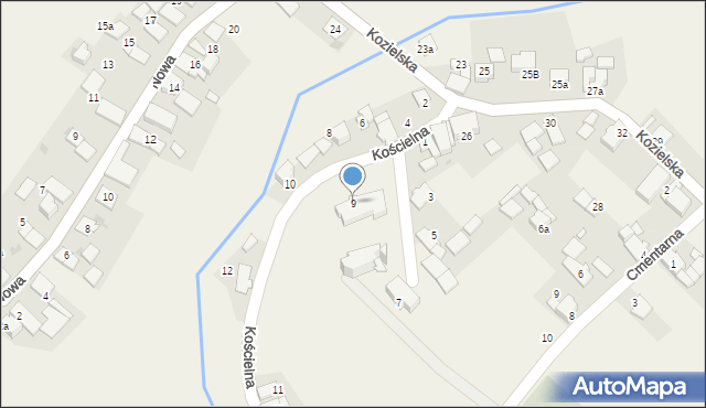 Łężce, Kościelna, 9, mapa Łężce