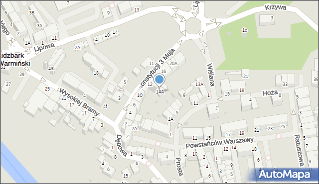 Lidzbark Warmiński, Konstytucji 3 Maja, 14A, mapa Lidzbark Warmiński