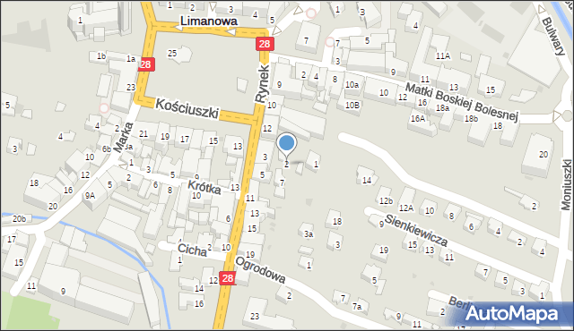 Limanowa, Kościuszki Tadeusza, gen., 2, mapa Limanowa