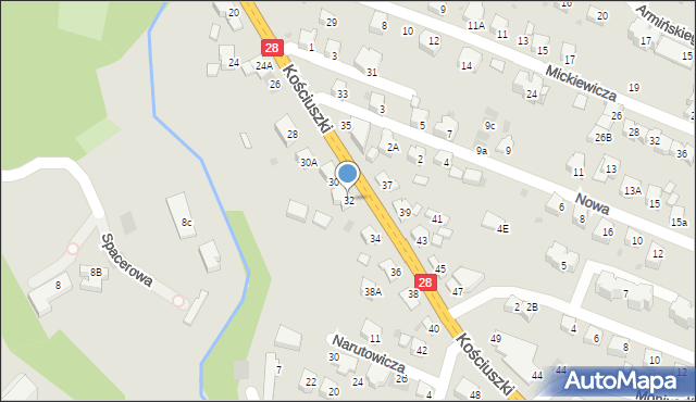 Limanowa, Kościuszki Tadeusza, gen., 32, mapa Limanowa