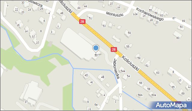 Limanowa, Kościuszki Tadeusza, gen., 50, mapa Limanowa