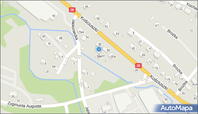 Limanowa, Kościuszki Tadeusza, gen., 58A, mapa Limanowa