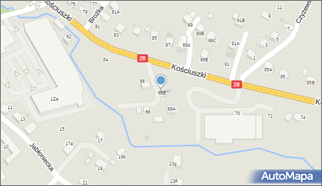 Limanowa, Kościuszki Tadeusza, gen., 68B, mapa Limanowa