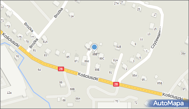 Limanowa, Kościuszki Tadeusza, gen., 89B, mapa Limanowa