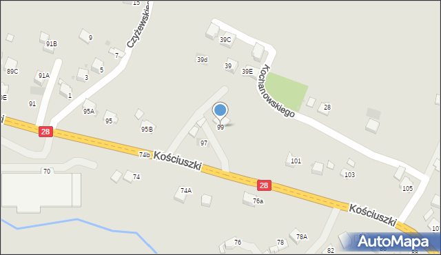 Limanowa, Kościuszki Tadeusza, gen., 99, mapa Limanowa