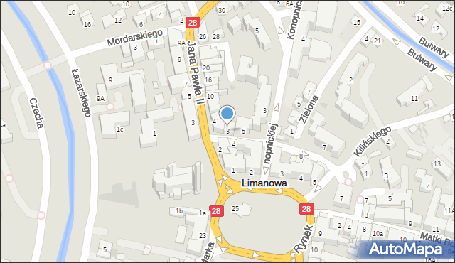 Limanowa, Kowalskiego Ludwika, ks., 3, mapa Limanowa
