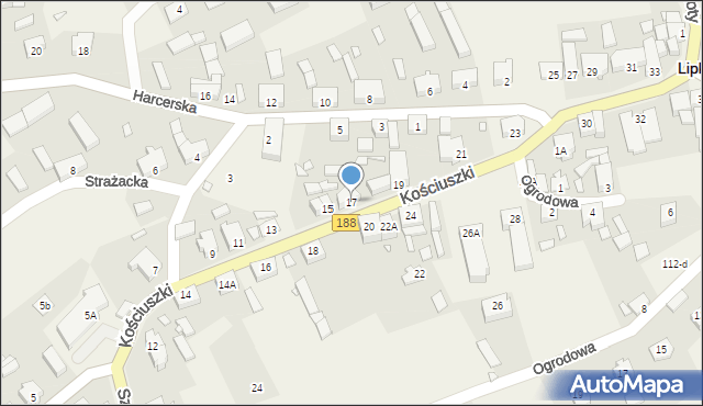 Lipka, Kościuszki Tadeusza, gen., 17, mapa Lipka