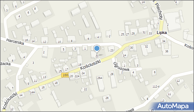 Lipka, Kościuszki Tadeusza, gen., 21, mapa Lipka