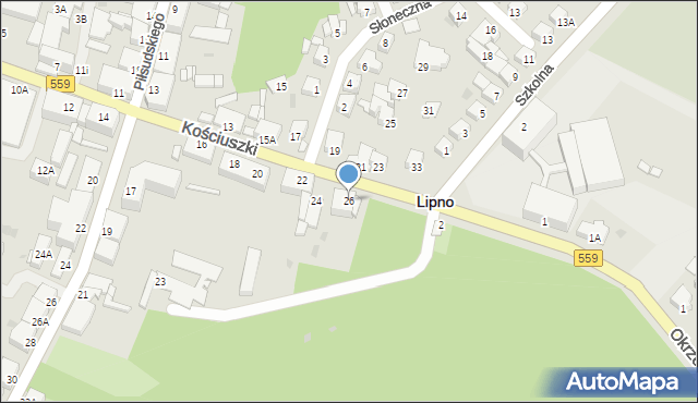 Lipno, Kościuszki Tadeusza, gen., 26, mapa Lipno