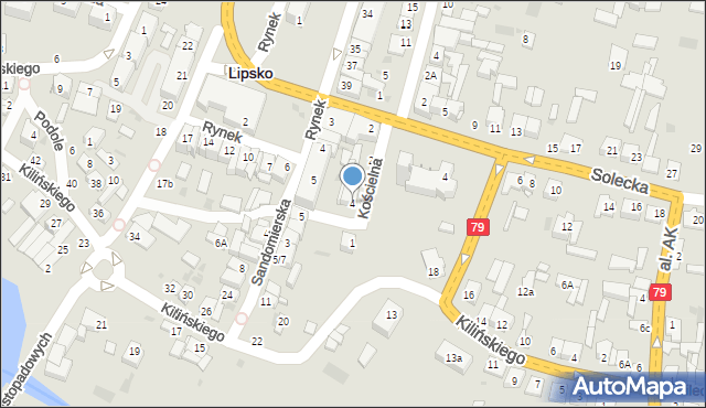 Lipsko, Kościelna, 4, mapa Lipsko