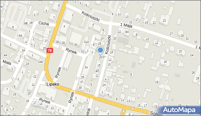 Lipsko, Kościuszki Tadeusza, gen., 17, mapa Lipsko