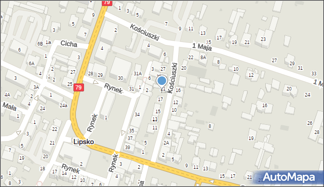 Lipsko, Kościuszki Tadeusza, gen., 19, mapa Lipsko