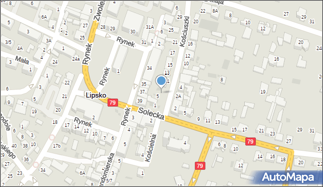 Lipsko, Kościuszki Tadeusza, gen., 7, mapa Lipsko