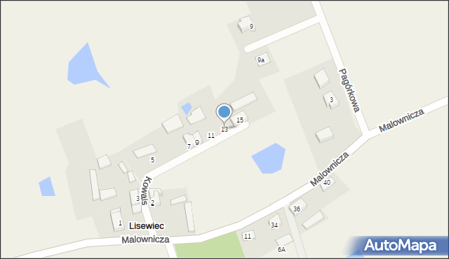Lisewiec, Kowalska, 13, mapa Lisewiec