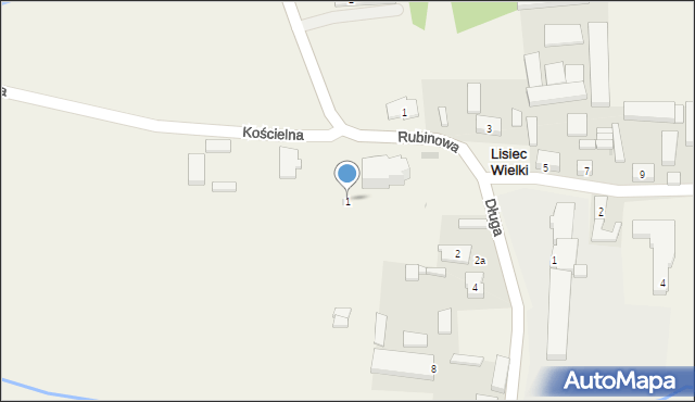 Lisiec Wielki, Kościelna, 1, mapa Lisiec Wielki