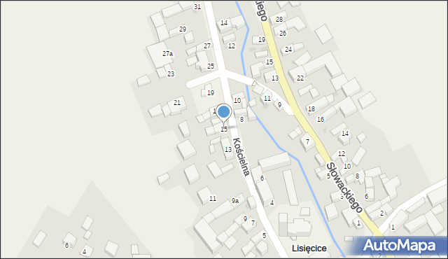 Lisięcice, Kościelna, 15, mapa Lisięcice