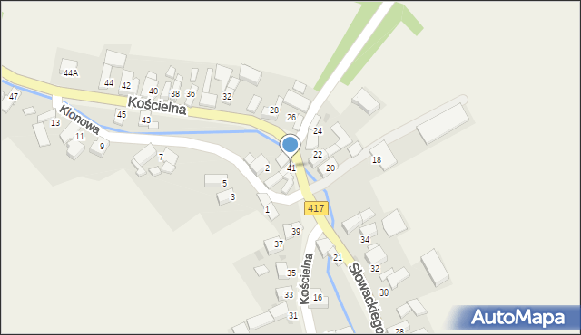 Lisięcice, Kościelna, 41, mapa Lisięcice