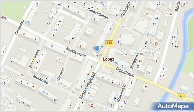Łobez, Kościelna, 2a, mapa Łobez