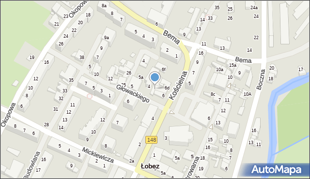 Łobez, Kościelna, 6b, mapa Łobez