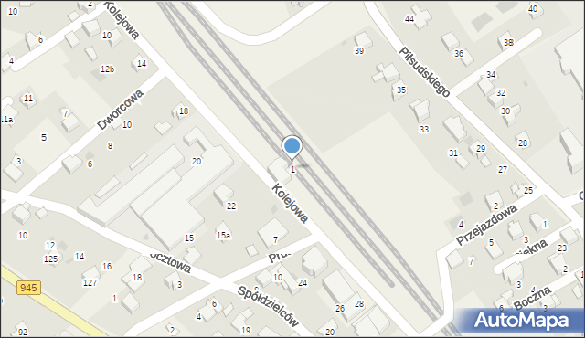 Łodygowice, Kolejowa, 1, mapa Łodygowice