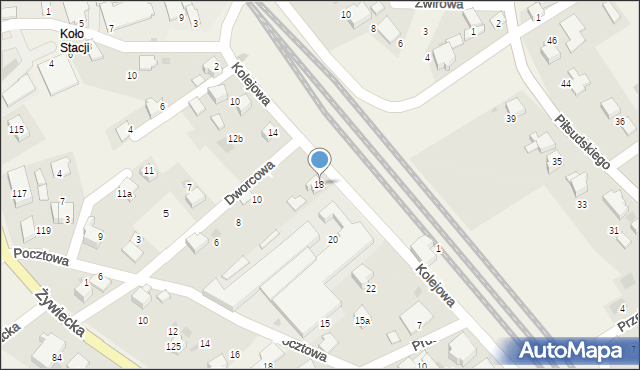 Łodygowice, Kolejowa, 18, mapa Łodygowice