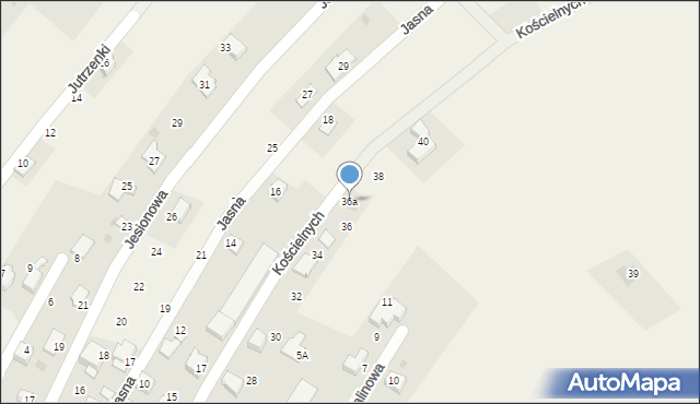 Łodygowice, Kościelnych, 36a, mapa Łodygowice