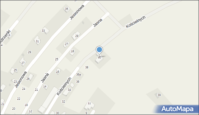 Łodygowice, Kościelnych, 40, mapa Łodygowice