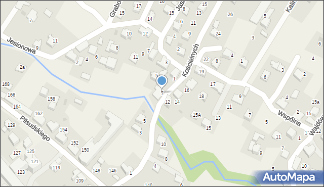 Łodygowice, Kościelnych, 7, mapa Łodygowice