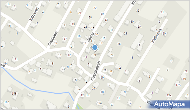 Łodygowice, Kościelnych, 9, mapa Łodygowice