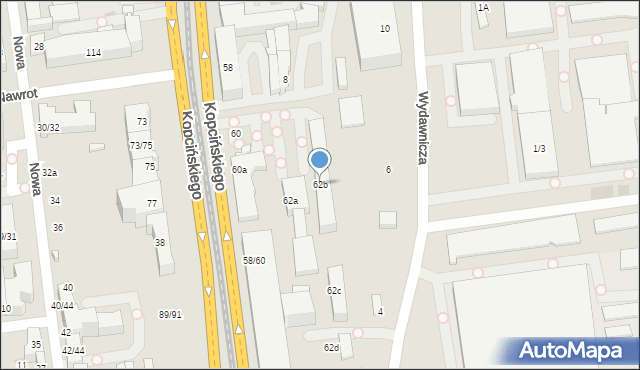 Łódź, Kopcińskiego Stefana, dr., 62b, mapa Łodzi