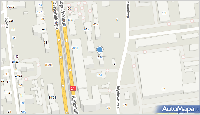 Łódź, Kopcińskiego Stefana, dr., 62c, mapa Łodzi