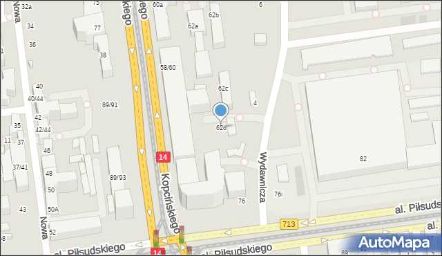 Łódź, Kopcińskiego Stefana, dr., 62d, mapa Łodzi