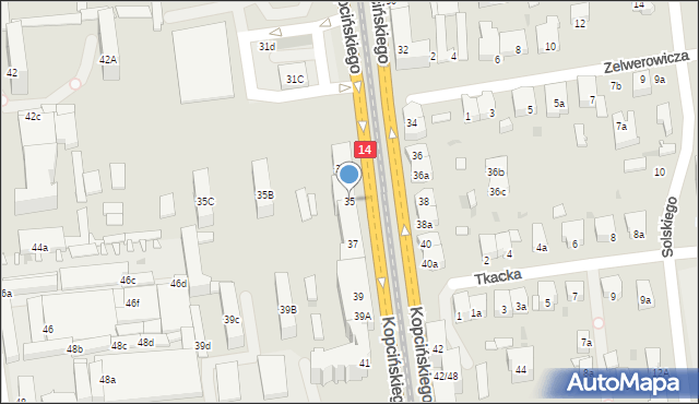 Łódź, Kopcińskiego Stefana, dr., 35, mapa Łodzi