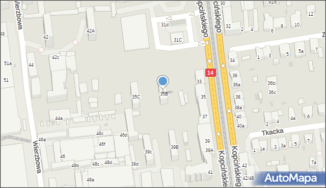 Łódź, Kopcińskiego Stefana, dr., 35B, mapa Łodzi