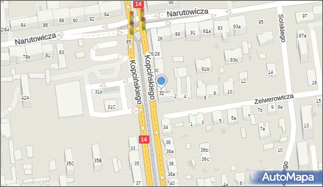 Łódź, Kopcińskiego Stefana, dr., 32, mapa Łodzi