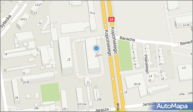 Łódź, Kopcińskiego Stefana, dr., 13, mapa Łodzi