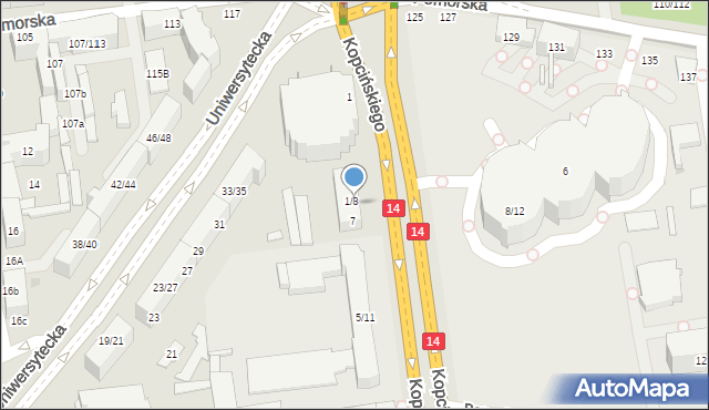 Łódź, Kopcińskiego Stefana, dr., 3/11, mapa Łodzi