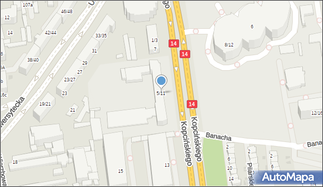Łódź, Kopcińskiego Stefana, dr., 5/11, mapa Łodzi