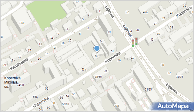 Łódź, Kopernika Mikołaja, 53, mapa Łodzi