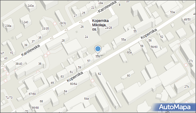 Łódź, Kopernika Mikołaja, 55b, mapa Łodzi