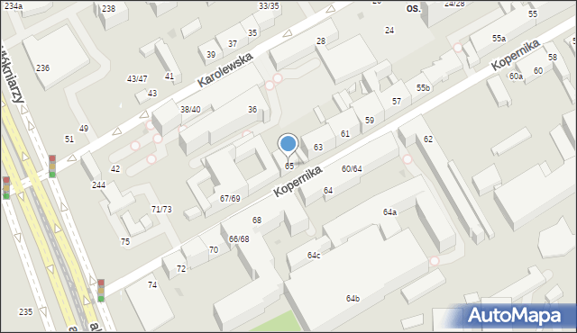Łódź, Kopernika Mikołaja, 65, mapa Łodzi