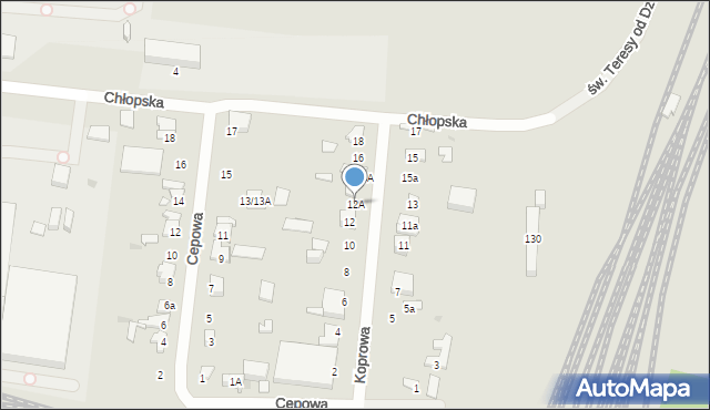 Łódź, Koprowa, 12A, mapa Łodzi