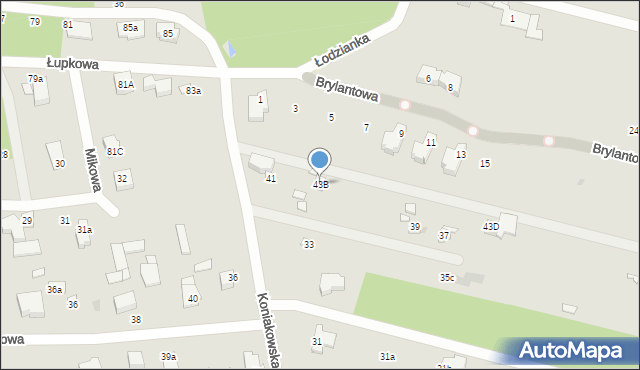 Łódź, Koniakowska, 43B, mapa Łodzi