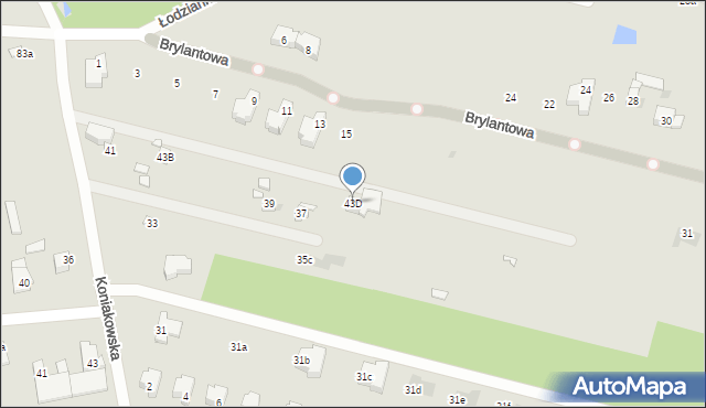 Łódź, Koniakowska, 43D, mapa Łodzi