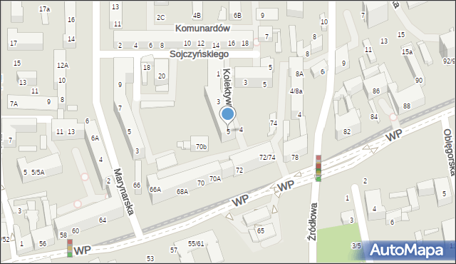 Łódź, Kolektywna, 5, mapa Łodzi